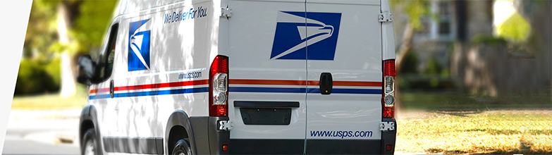 Image of a United States Postal Service delivery vehicle.